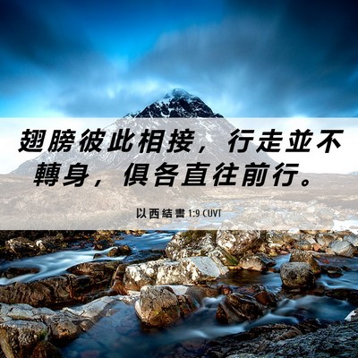 Picture 06 - 以 西 結 書 1:9 CUVT - 翅 膀 彼 此 相 接 ， 行 走 並 不 轉 - Bible Verse Picture
