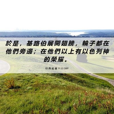 Picture 06 - 以 西 結 書 11:22 CUVT - 於 是 ， 基 路 伯 展 開 翅 膀 ， 輪 - Bible Verse Picture