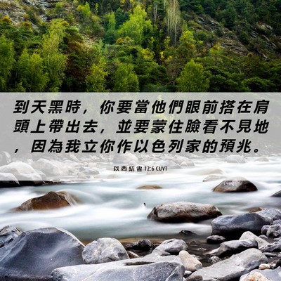 Picture 06 - 以 西 結 書 12:6 CUVT - 到 天 黑 時 ， 你 要 當 他 們 眼 前 - Bible Verse Picture