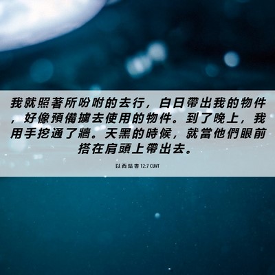 Picture 06 - 以 西 結 書 12:7 CUVT - 我 就 照 著 所 吩 咐 的 去 行 ， 白 - Bible Verse Picture