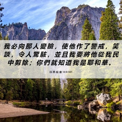 Picture 06 - 以 西 結 書 14:8 CUVT - 我 必 向 那 人 變 臉 ， 使 他 作 了 - Bible Verse Picture