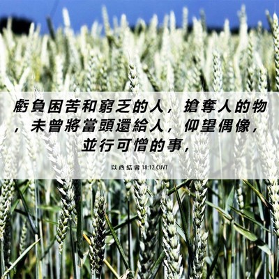 Picture 06 - 以 西 結 書 18:12 CUVT - 虧 負 困 苦 和 窮 乏 的 人 ， 搶 奪 - Bible Verse Picture