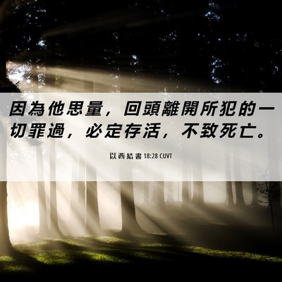 Picture 06 - 以 西 結 書 18:28 CUVT - 因 為 他 思 量 ， 回 頭 離 開 所 犯 - Bible Verse Picture