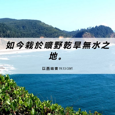 Picture 06 - 以 西 結 書 19:13 CUVT - 如 今 栽 於 曠 野 乾 旱 無 水 之 地 - Bible Verse Picture