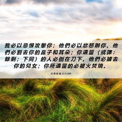 Picture 06 - 以 西 結 書 23:25 CUVT - 我 必 以 忌 恨 攻 擊 你 ； 他 們 必 - Bible Verse Picture