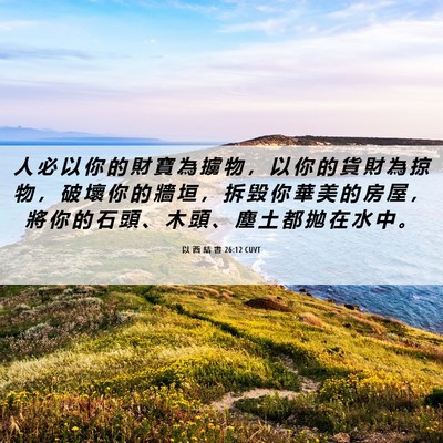 Picture 06 - 以 西 結 書 26:12 CUVT - 人 必 以 你 的 財 寶 為 擄 物 ， 以 - Bible Verse Picture