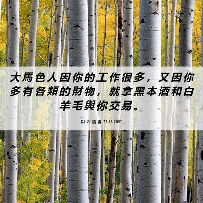 Picture 06 - 以 西 結 書 27:18 CUVT - 大 馬 色 人 因 你 的 工 作 很 多 ， - Bible Verse Picture