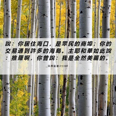 Picture 06 - 以 西 結 書 27:3 CUVT - 說 ： 你 居 住 海 口 ， 是 眾 民 的 - Bible Verse Picture