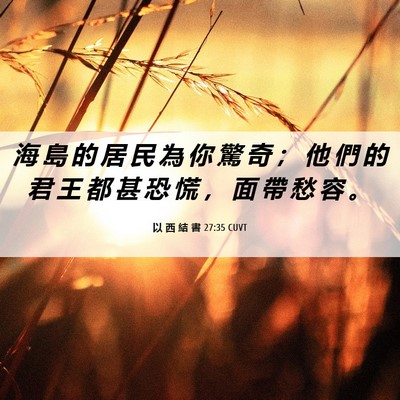 Picture 06 - 以 西 結 書 27:35 CUVT - 海 島 的 居 民 為 你 驚 奇 ； 他 們 - Bible Verse Picture