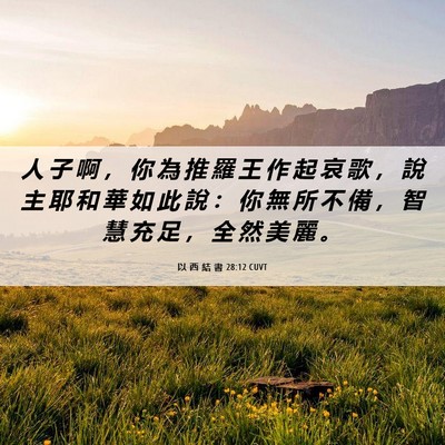 Picture 06 - 以 西 結 書 28:12 CUVT - 人 子 啊 ， 你 為 推 羅 王 作 起 哀 - Bible Verse Picture