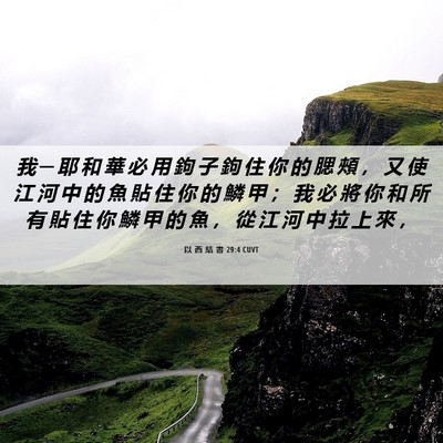 Picture 06 - 以 西 結 書 29:4 CUVT - 我 ─ 耶 和 華 必 用 鉤 子 鉤 住 你 - Bible Verse Picture