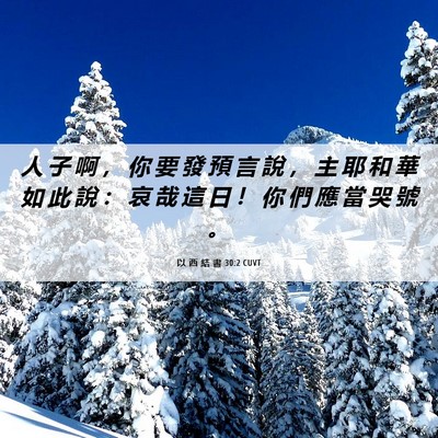 Picture 06 - 以 西 結 書 30:2 CUVT - 人 子 啊 ， 你 要 發 預 言 說 ， 主 - Bible Verse Picture