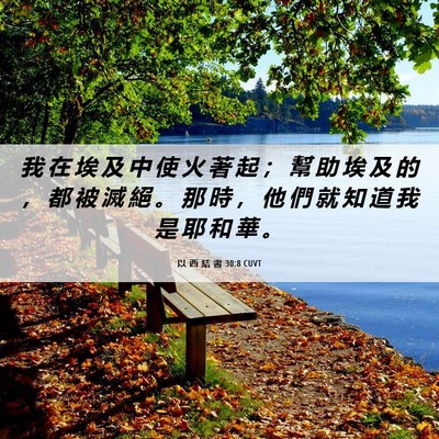 Picture 06 - 以 西 結 書 30:8 CUVT - 我 在 埃 及 中 使 火 著 起 ； 幫 助 - Bible Verse Picture
