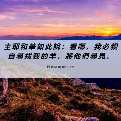 Picture 06 - 以 西 結 書 34:11 CUVT - 主 耶 和 華 如 此 說 ： 看 哪 ， 我 - Bible Verse Picture