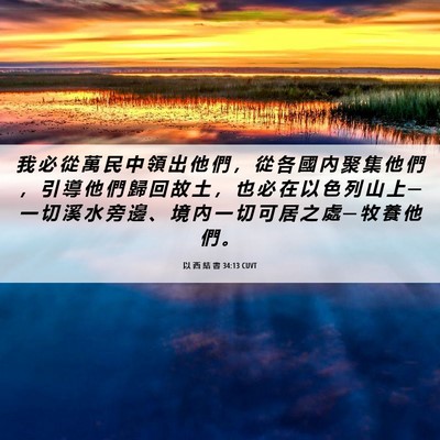 Picture 06 - 以 西 結 書 34:13 CUVT - 我 必 從 萬 民 中 領 出 他 們 ， 從 - Bible Verse Picture