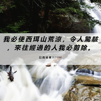 Picture 06 - 以 西 結 書 35:7 CUVT - 我 必 使 西 珥 山 荒 涼 ， 令 人 驚 - Bible Verse Picture