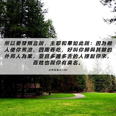Picture 06 - 以 西 結 書 36:3 CUVT - 所 以 要 發 預 言 說 ， 主 耶 和 華 - Bible Verse Picture