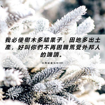 Picture 06 - 以 西 結 書 36:30 CUVT - 我 必 使 樹 木 多 結 果 子 ， 田 地 - Bible Verse Picture