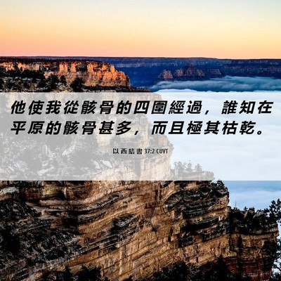 Picture 06 - 以 西 結 書 37:2 CUVT - 他 使 我 從 骸 骨 的 四 圍 經 過 ， - Bible Verse Picture