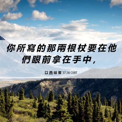 Picture 06 - 以 西 結 書 37:20 CUVT - 你 所 寫 的 那 兩 根 杖 要 在 他 們 - Bible Verse Picture
