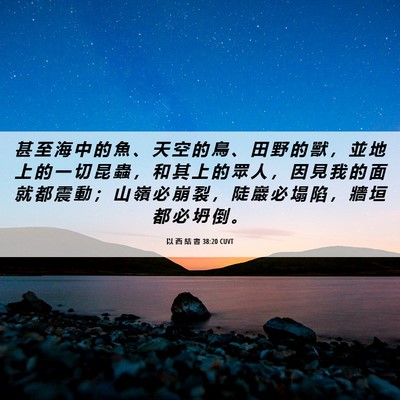 Picture 06 - 以 西 結 書 38:20 CUVT - 甚 至 海 中 的 魚 、 天 空 的 鳥 、 - Bible Verse Picture