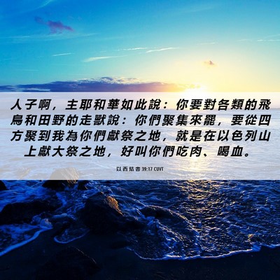 Picture 06 - 以 西 結 書 39:17 CUVT - 人 子 啊 ， 主 耶 和 華 如 此 說 ： - Bible Verse Picture