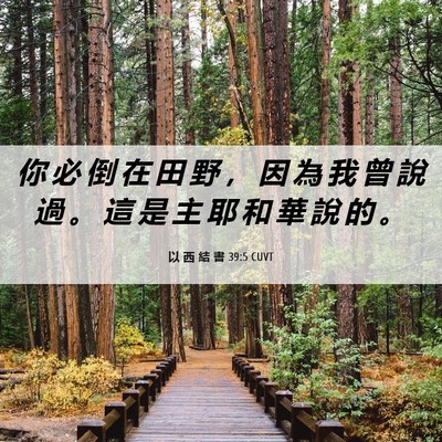 Picture 06 - 以 西 結 書 39:5 CUVT - 你 必 倒 在 田 野 ， 因 為 我 曾 說 - Bible Verse Picture