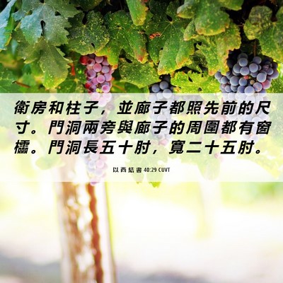 Picture 06 - 以 西 結 書 40:29 CUVT - 衛 房 和 柱 子 ， 並 廊 子 都 照 先 - Bible Verse Picture