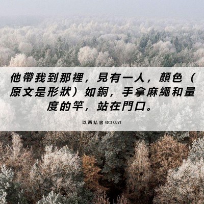 Picture 06 - 以 西 結 書 40:3 CUVT - 他 帶 我 到 那 裡 ， 見 有 一 人 ， - Bible Verse Picture