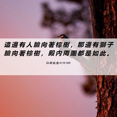 Picture 06 - 以 西 結 書 41:19 CUVT - 這 邊 有 人 臉 向 著 棕 樹 ， 那 邊 - Bible Verse Picture