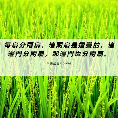 Picture 06 - 以 西 結 書 41:24 CUVT - 每 扇 分 兩 扇 ， 這 兩 扇 是 摺 疊 - Bible Verse Picture