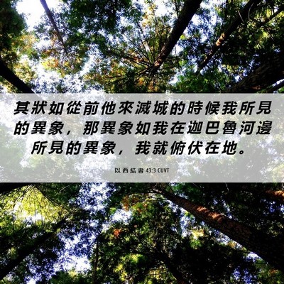 Picture 06 - 以 西 結 書 43:3 CUVT - 其 狀 如 從 前 他 來 滅 城 的 時 候 - Bible Verse Picture