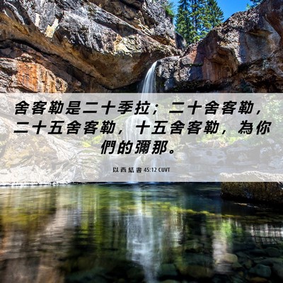 Picture 06 - 以 西 結 書 45:12 CUVT - 舍 客 勒 是 二 十 季 拉 ； 二 十 舍 - Bible Verse Picture
