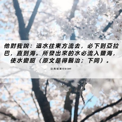 Picture 06 - 以 西 結 書 47:8 CUVT - 他 對 我 說 ： 這 水 往 東 方 流 去 - Bible Verse Picture