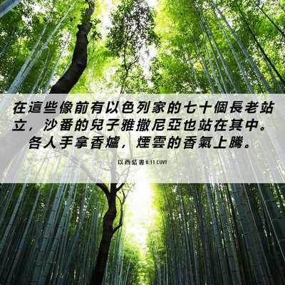 Picture 06 - 以 西 結 書 8:11 CUVT - 在 這 些 像 前 有 以 色 列 家 的 七 - Bible Verse Picture