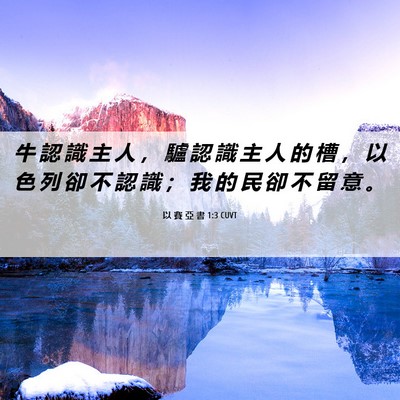 Picture 06 - 以 賽 亞 書 1:3 CUVT - 牛 認 識 主 人 ， 驢 認 識 主 人 的 - Bible Verse Picture