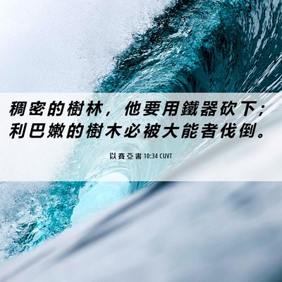 Picture 06 - 以 賽 亞 書 10:34 CUVT - 稠 密 的 樹 林 ， 他 要 用 鐵 器 砍 - Bible Verse Picture