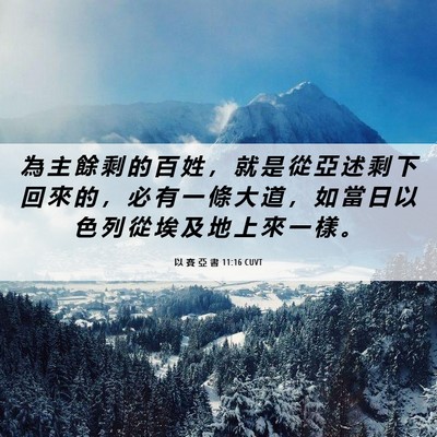 Picture 06 - 以 賽 亞 書 11:16 CUVT - 為 主 餘 剩 的 百 姓 ， 就 是 從 亞 - Bible Verse Picture
