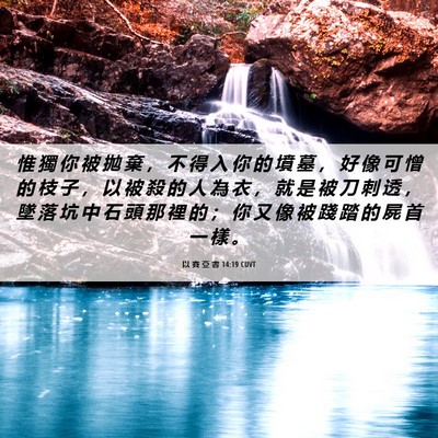Picture 06 - 以 賽 亞 書 14:19 CUVT - 惟 獨 你 被 拋 棄 ， 不 得 入 你 的 - Bible Verse Picture