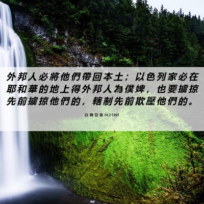 Picture 06 - 以 賽 亞 書 14:2 CUVT - 外 邦 人 必 將 他 們 帶 回 本 土 ； - Bible Verse Picture