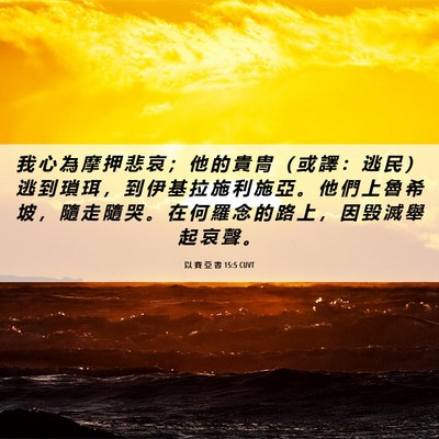 Picture 06 - 以 賽 亞 書 15:5 CUVT - 我 心 為 摩 押 悲 哀 ； 他 的 貴 冑 - Bible Verse Picture