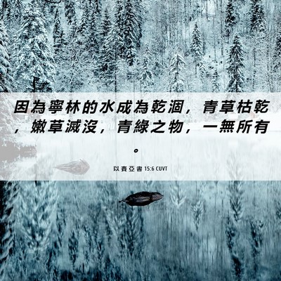 Picture 06 - 以 賽 亞 書 15:6 CUVT - 因 為 寧 林 的 水 成 為 乾 涸 ， 青 - Bible Verse Picture
