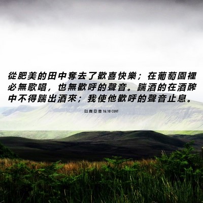 Picture 06 - 以 賽 亞 書 16:10 CUVT - 從 肥 美 的 田 中 奪 去 了 歡 喜 快 - Bible Verse Picture