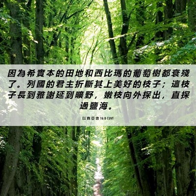Picture 06 - 以 賽 亞 書 16:8 CUVT - 因 為 希 實 本 的 田 地 和 西 比 瑪 - Bible Verse Picture