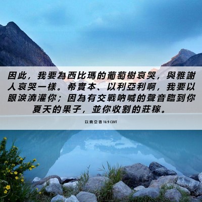 Picture 06 - 以 賽 亞 書 16:9 CUVT - 因 此 ， 我 要 為 西 比 瑪 的 葡 萄 - Bible Verse Picture