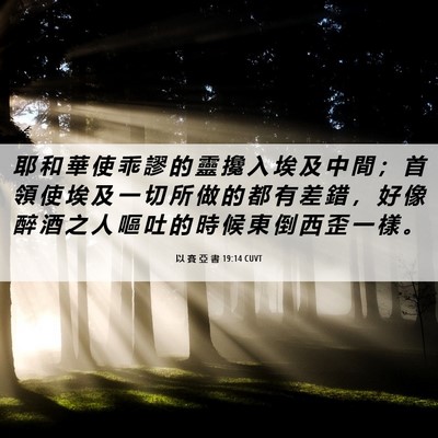 Picture 06 - 以 賽 亞 書 19:14 CUVT - 耶 和 華 使 乖 謬 的 靈 攙 入 埃 及 - Bible Verse Picture
