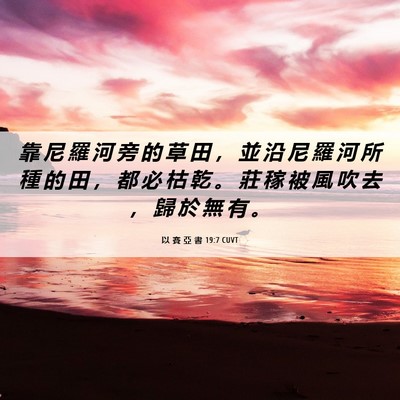 Picture 06 - 以 賽 亞 書 19:7 CUVT - 靠 尼 羅 河 旁 的 草 田 ， 並 沿 尼 - Bible Verse Picture