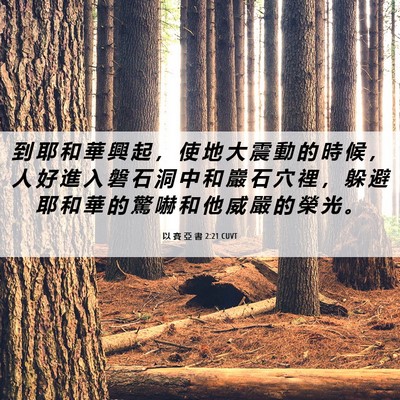 Picture 06 - 以 賽 亞 書 2:21 CUVT - 到 耶 和 華 興 起 ， 使 地 大 震 動 - Bible Verse Picture