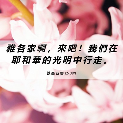 Picture 06 - 以 賽 亞 書 2:5 CUVT - 雅 各 家 啊 ， 來 吧 ！ 我 們 在 耶 - Bible Verse Picture