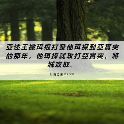Picture 06 - 以 賽 亞 書 20:1 CUVT - 亞 述 王 撒 珥 根 打 發 他 珥 探 到 - Bible Verse Picture